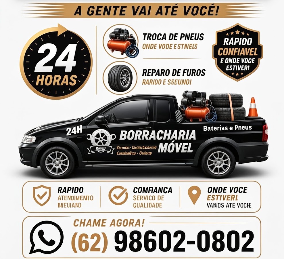 Borracharia móvel 24 horas em Goiânia