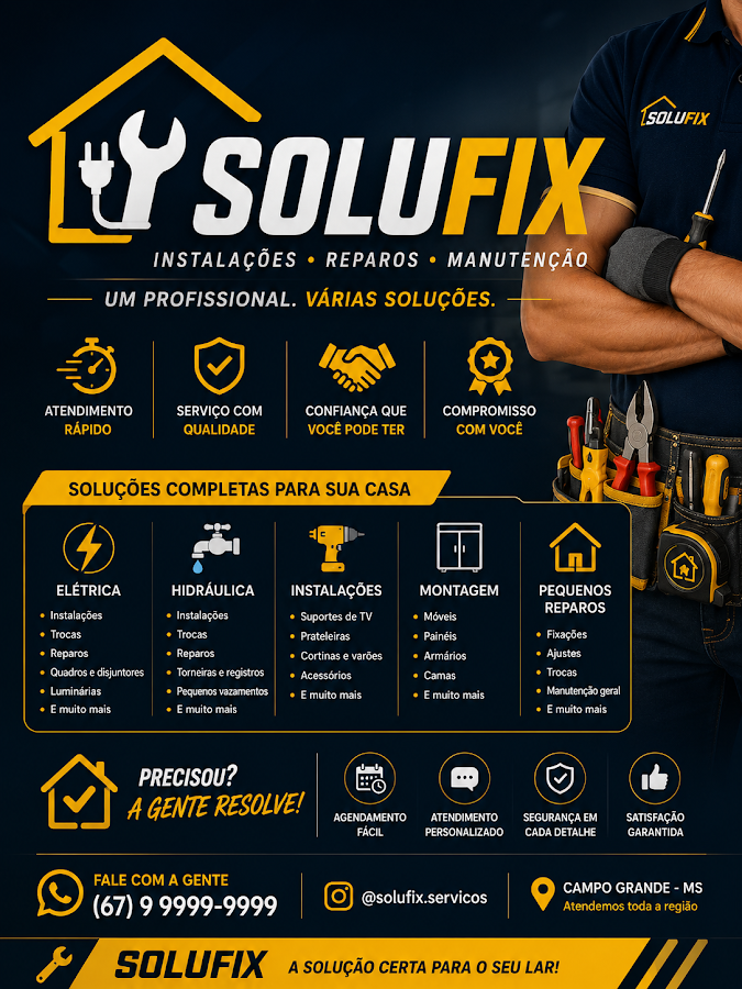 Marido de aluguel | Solufix Serviços Residenciais em Campo Grande